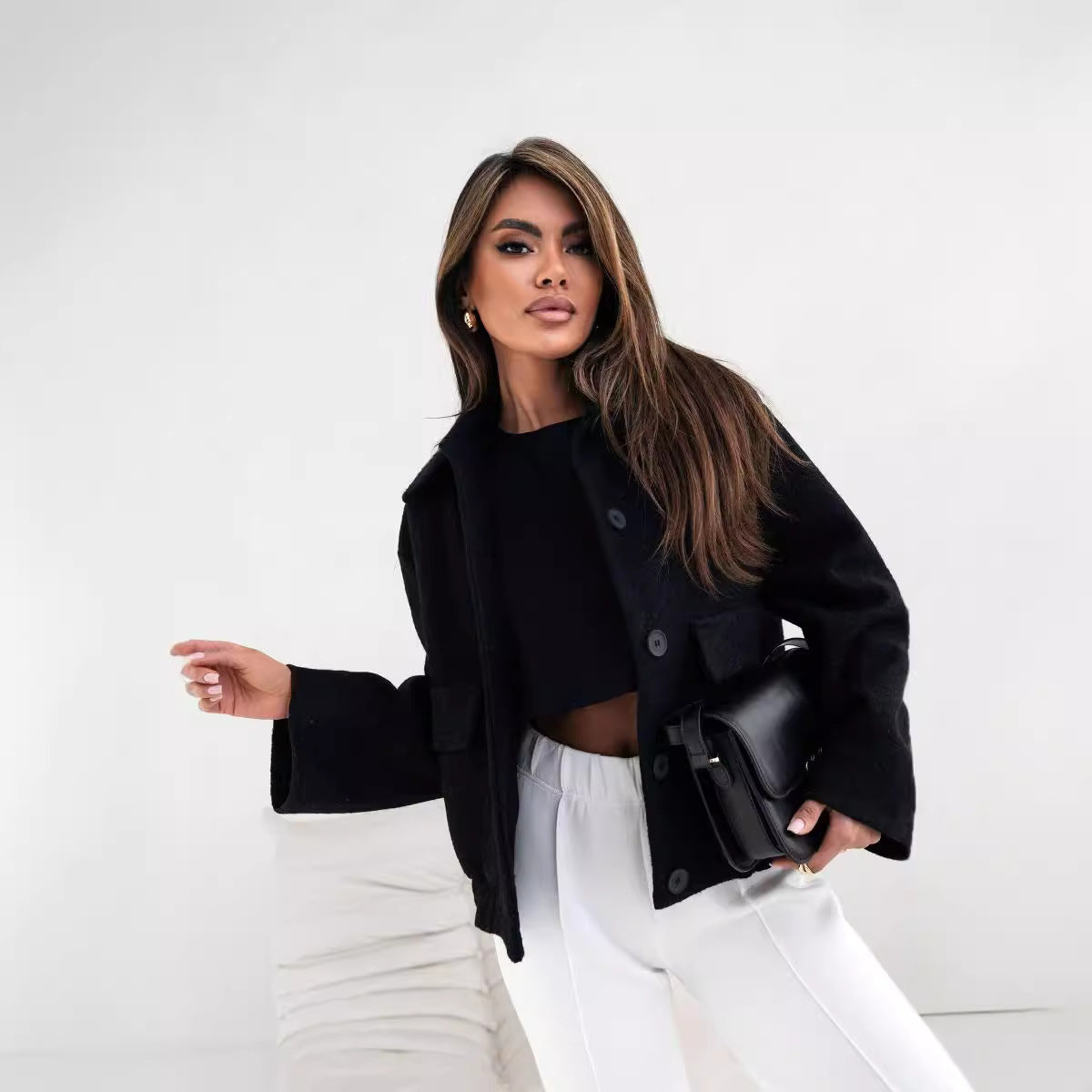 Women's Fashion Solid Color Small Single-breasted Plaid Blazers