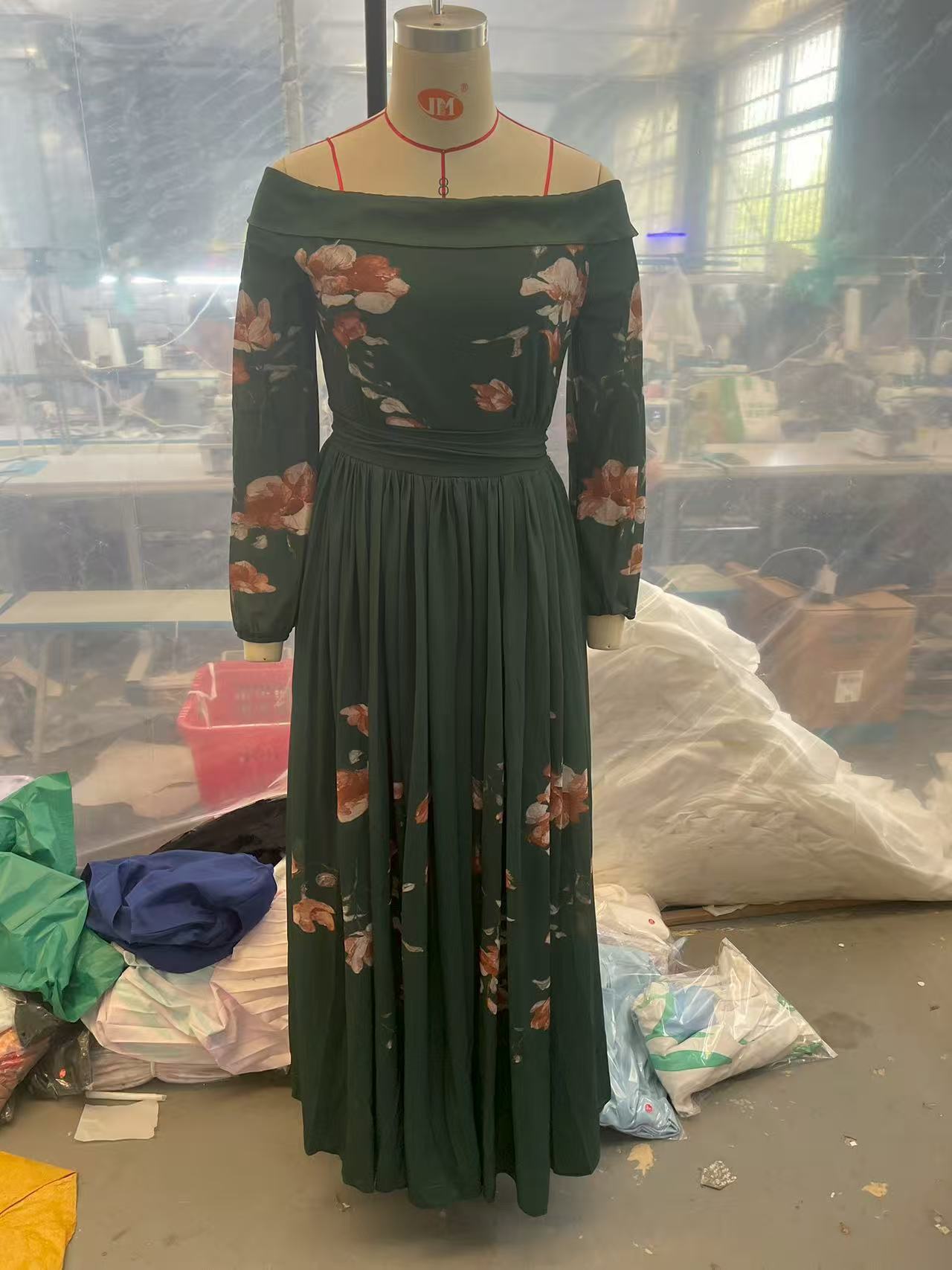 Women's Long Sleeve Off Shoulder Digital Printing Dresses