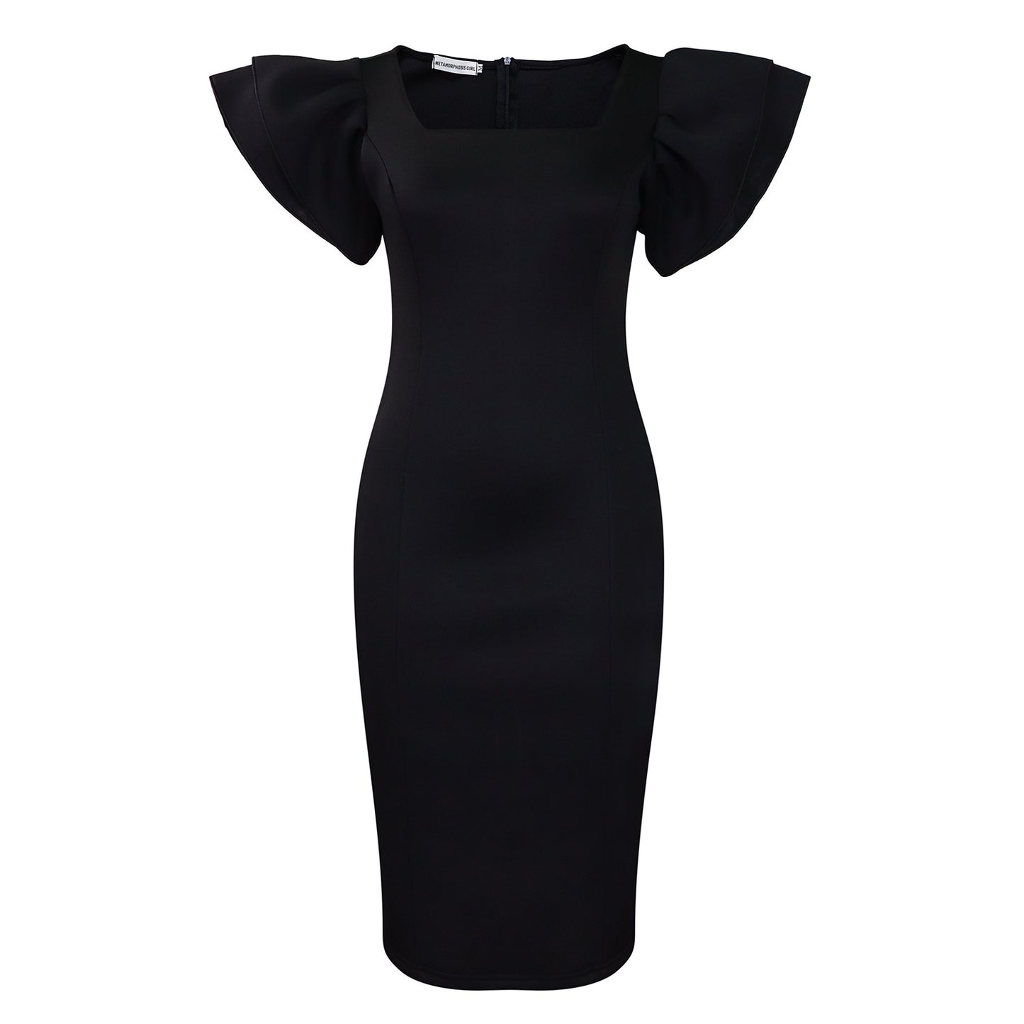 Women's Temperament Commute Square Collar Ruffle Sleeve Dresses