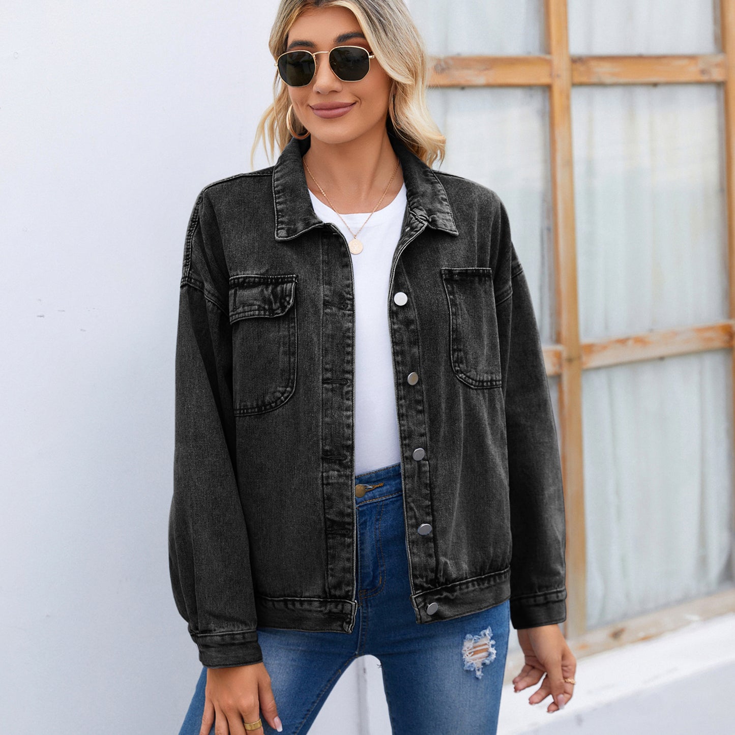 Women's Glamorous Retro Washed Denim Tide Jackets