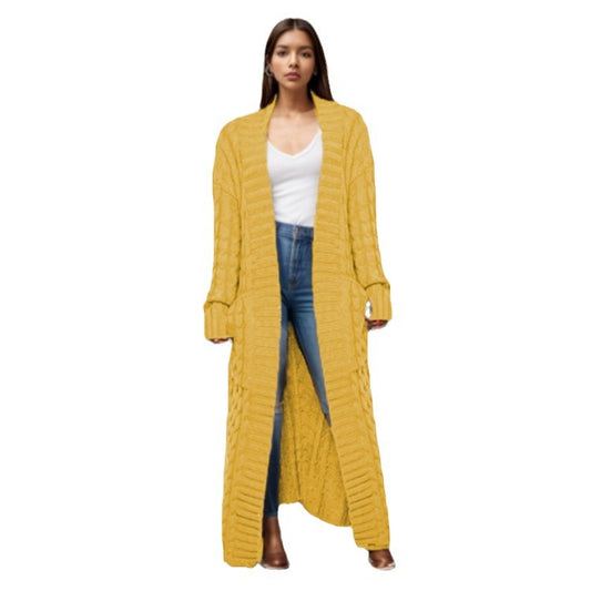 Women's Loose Knitted Pocket Long Thickened Sweaters