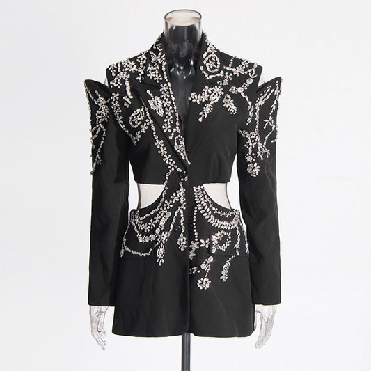 Women's Catwalk Autumn Fashion High Sense Rhinestone Blazers
