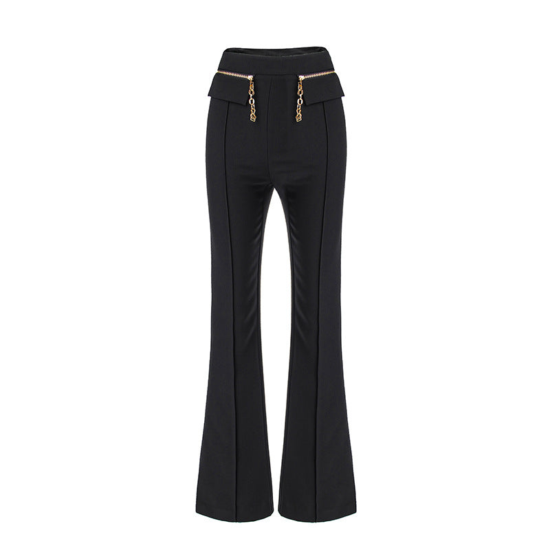 Summer Workplace Commute Style Black Chain Pants