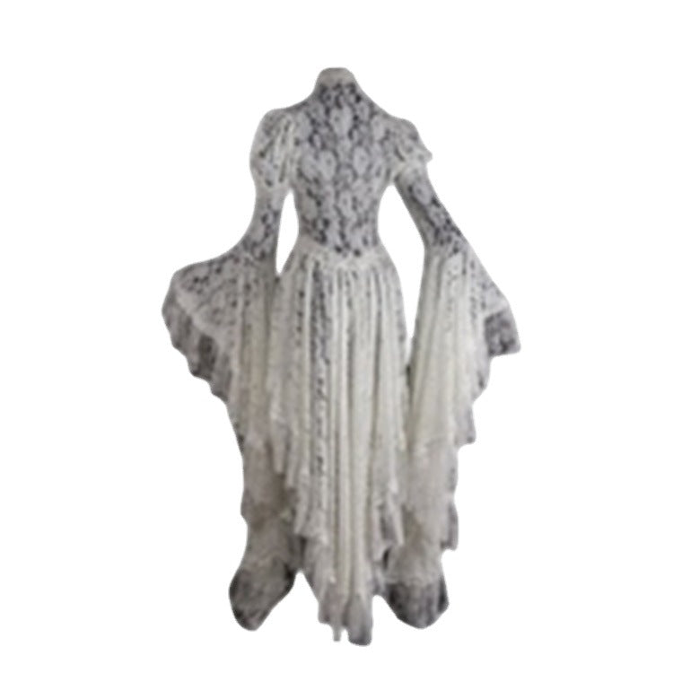 Women's Palace Style Bell Sleeve Long Dress Medieval Retro Dresses