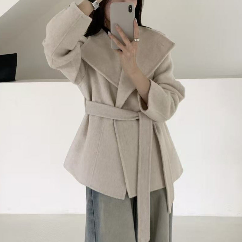 Women's High-grade Stand Collar Small Woolen Waist Tops