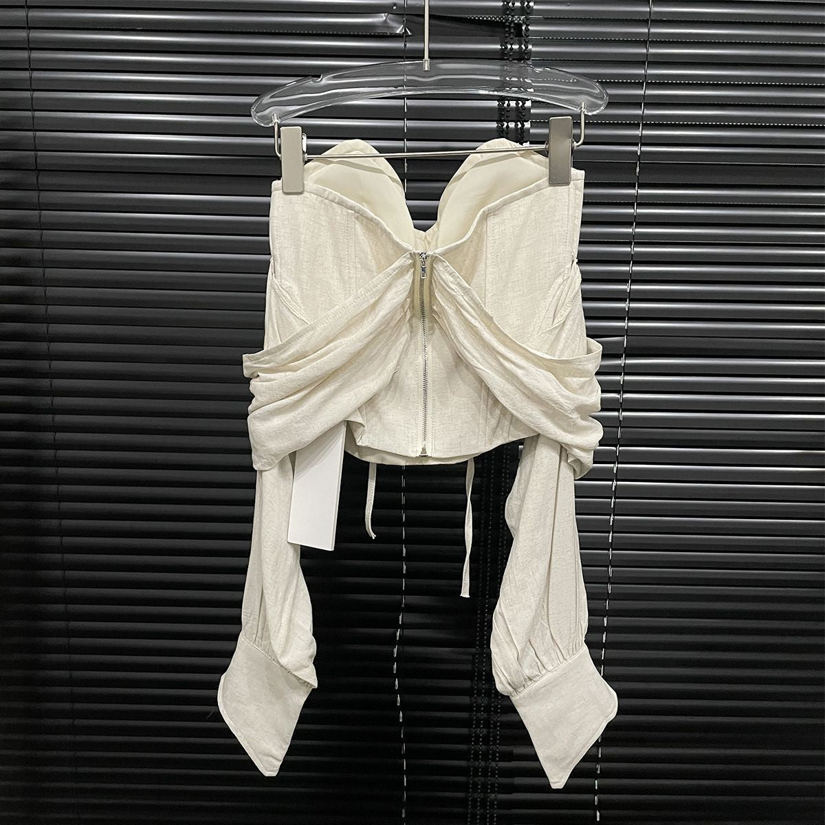 Women's Fishbone Tube High-grade Tied Slim Fit Tops