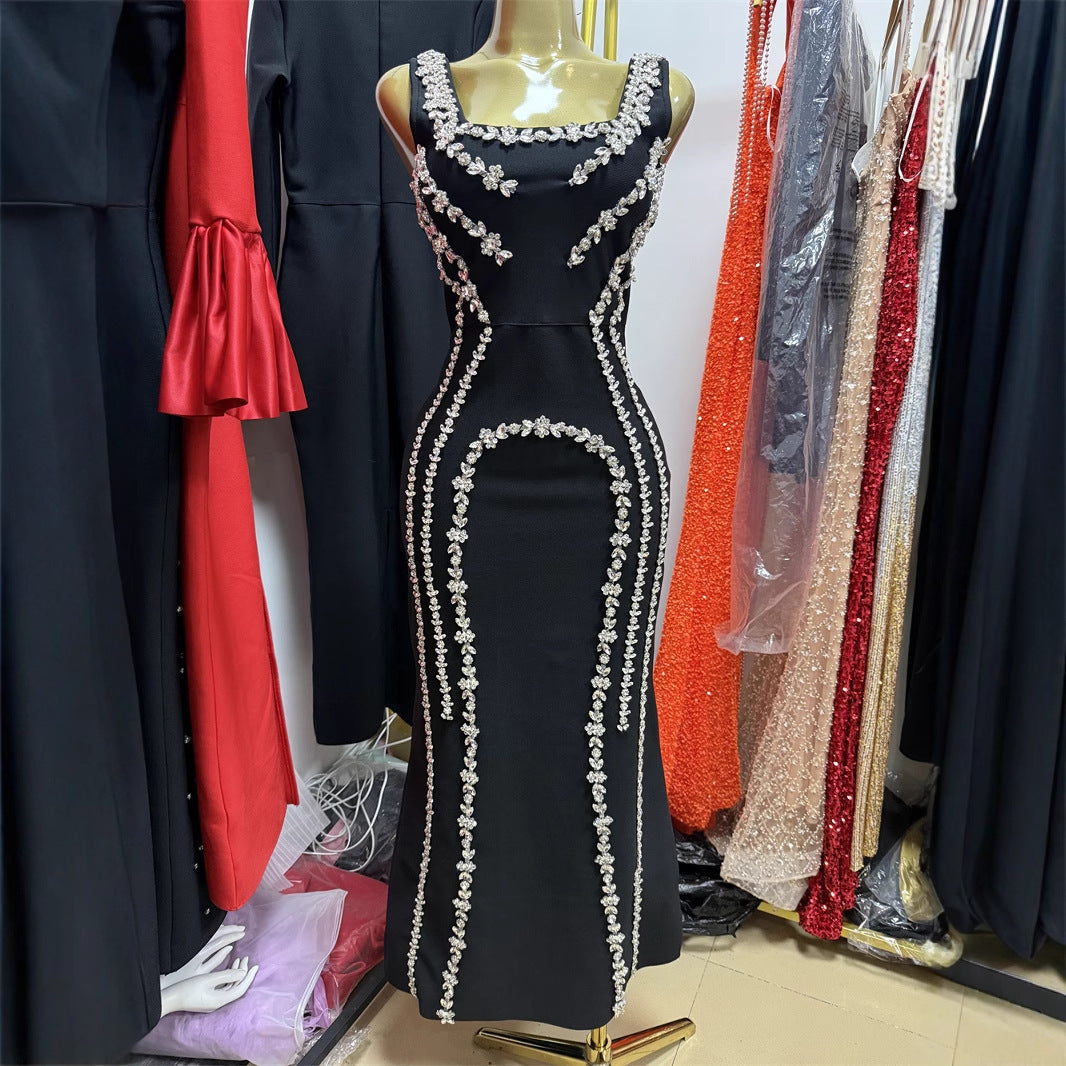 Quality Fashion Black Backless Brace Skinny Long Bandage Dresses