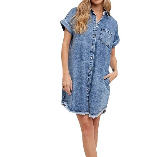 Women's Pretty Loose Denim Short-sleeved Dress Dresses