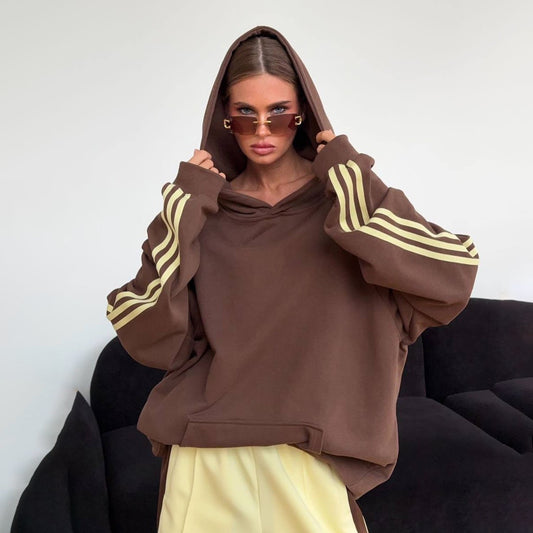 Multicolor Hoodie Loose Comfortable Hooded Long Sweaters