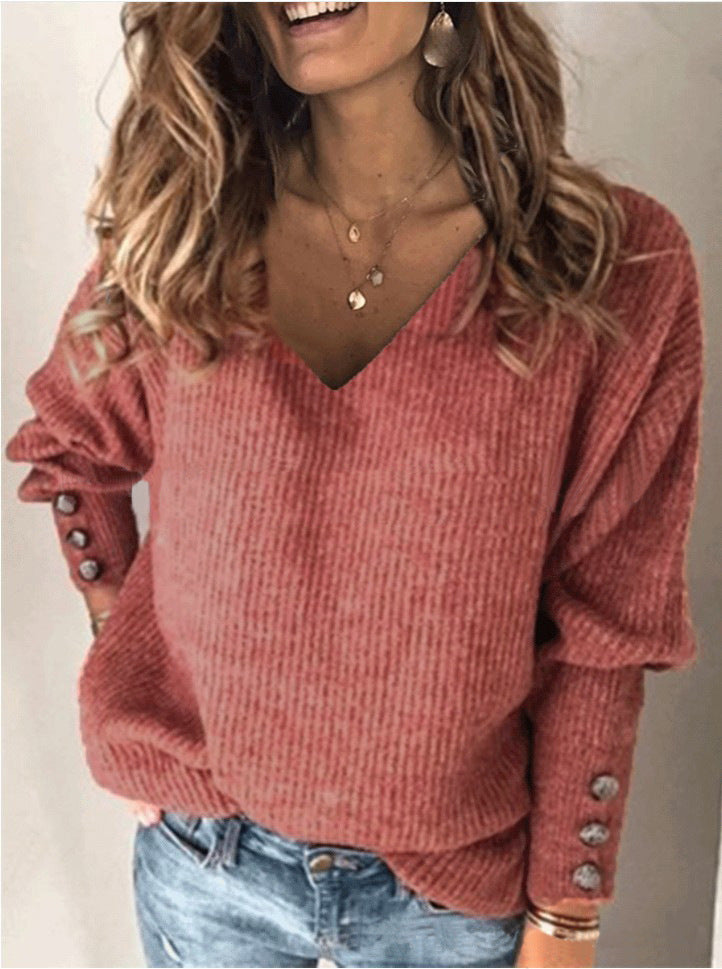 Women's Loose Long-sleeved T-shirt Solid Color Blouses