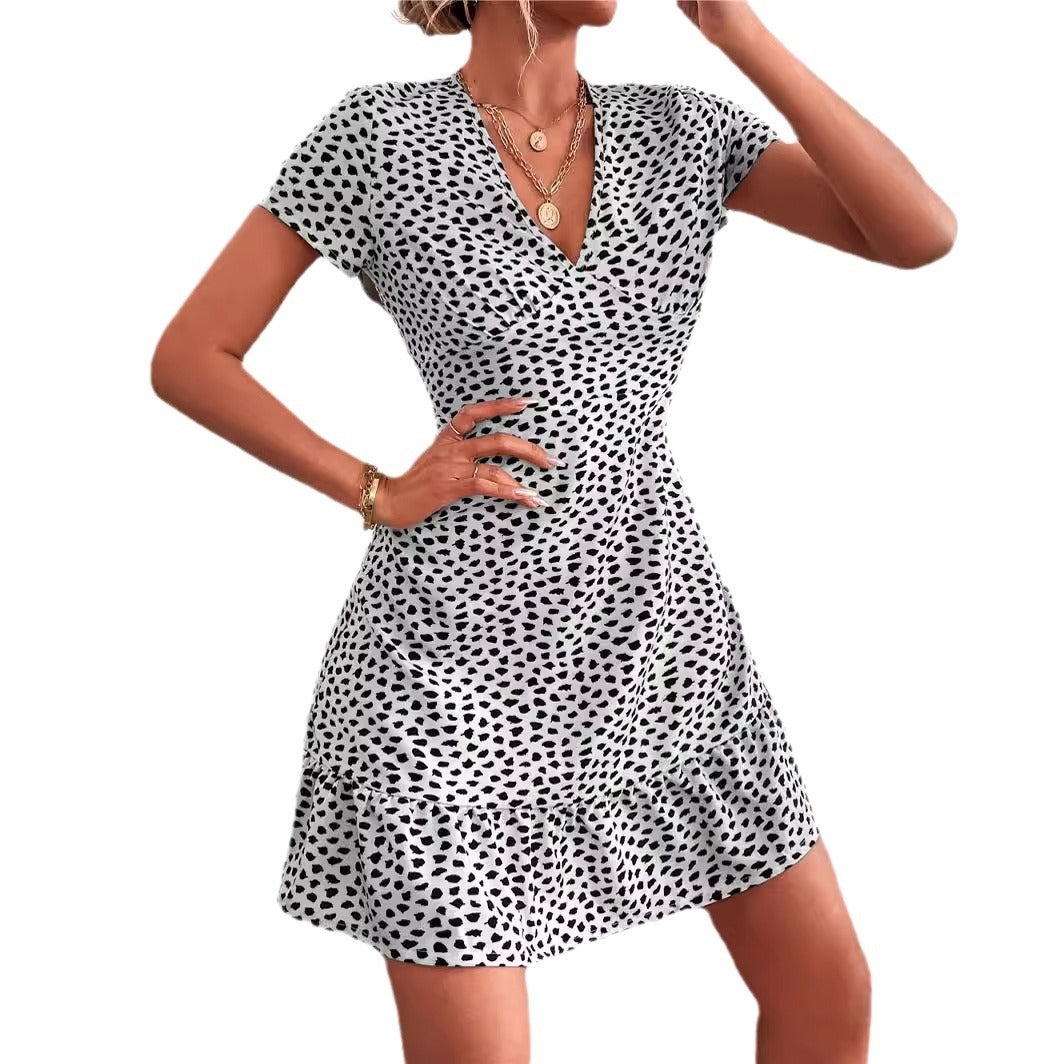 Women's Summer Sexy Deep Dotted Floral Elegant Dresses