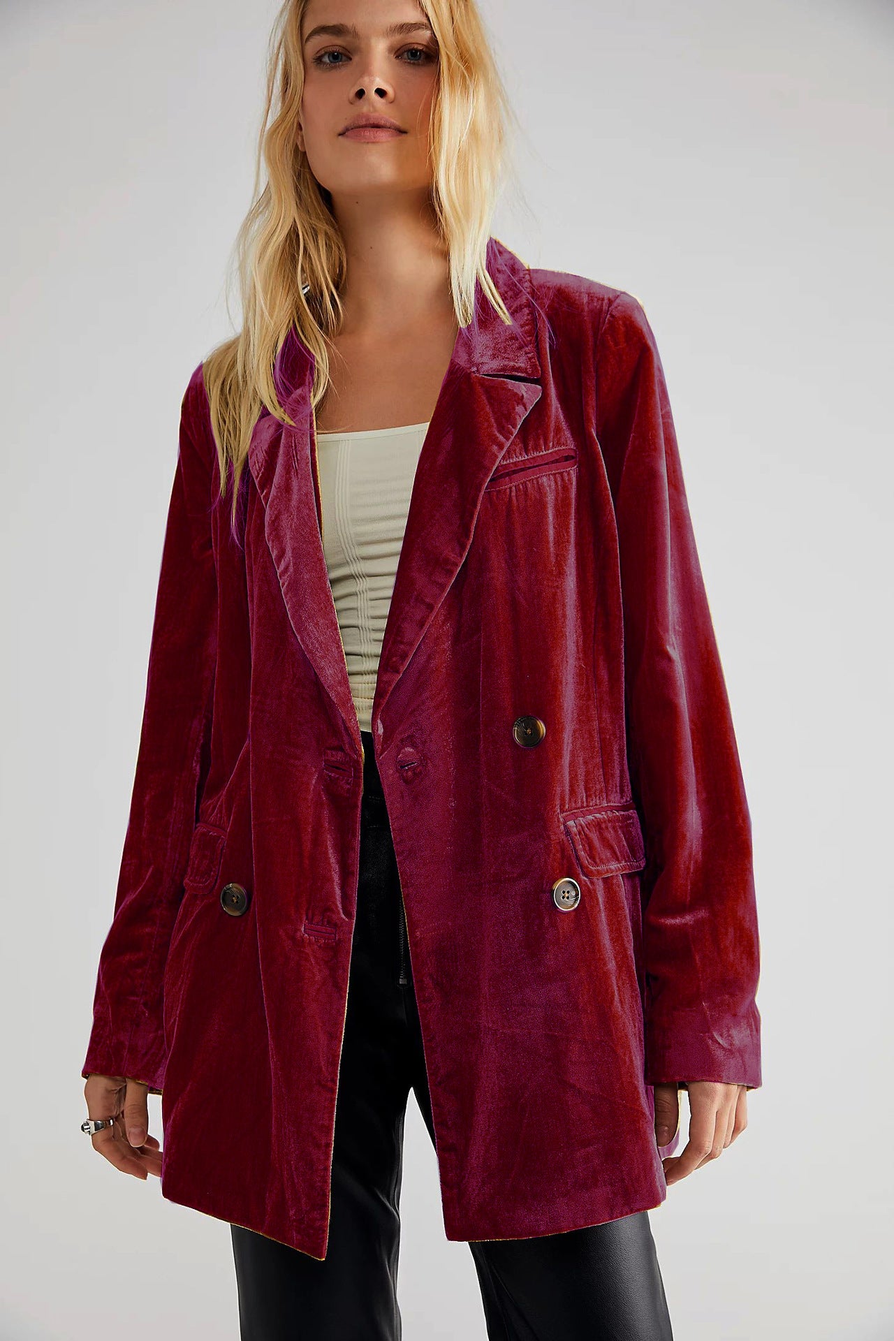 Women's Stylish Pretty Gold Veet Split Jackets