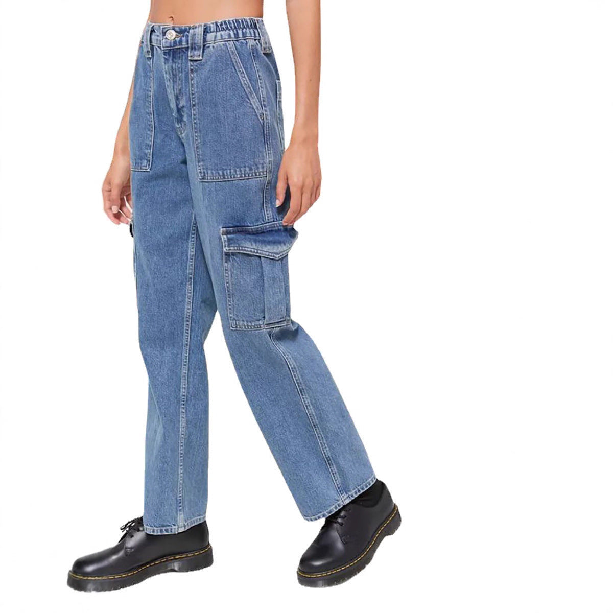 Women's Fashion Solid Color Straight Trousers Jeans