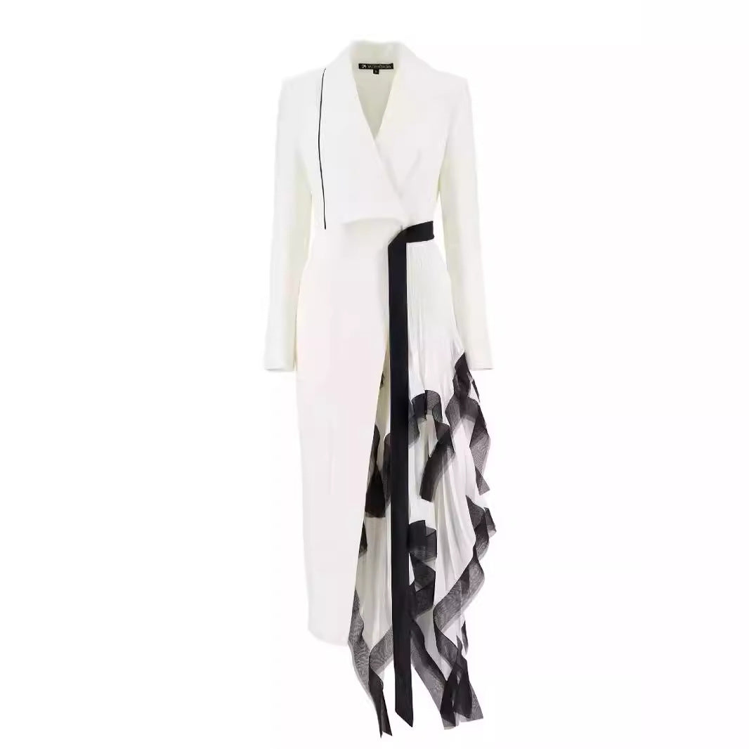 Women's Niche Dress Asymmetric Pleated Loose Mouth Blazers