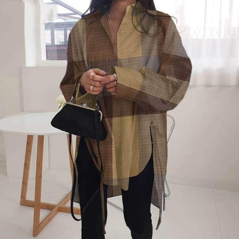 Loose Front Back Long Lace Up Blouses