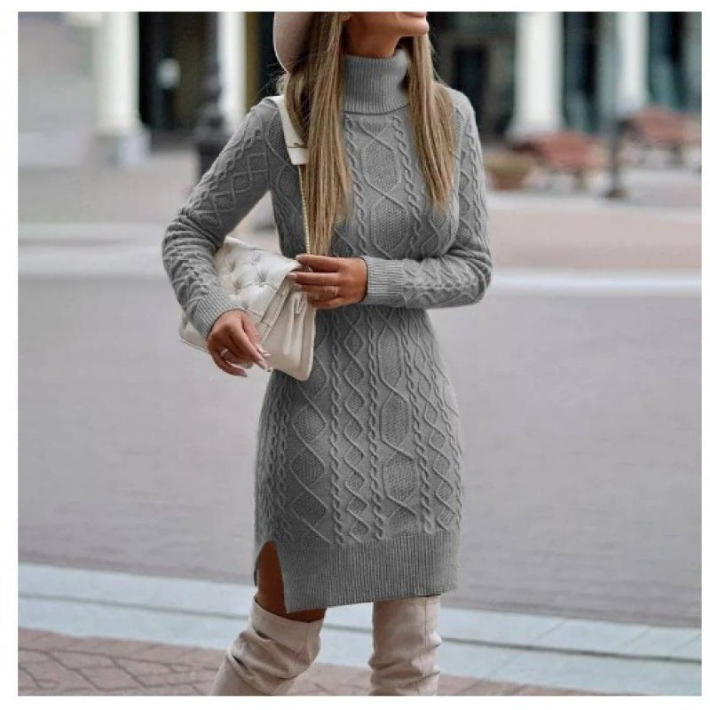 Women's Pullover Knitting Lapel Pure Color Split Sweaters