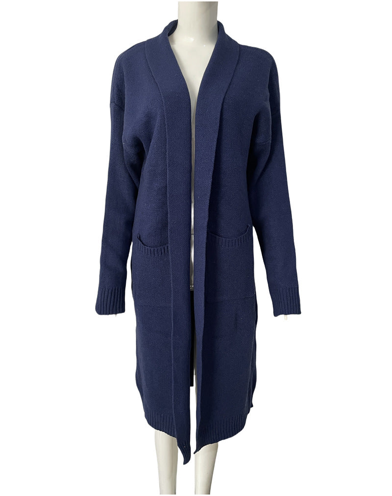 Trendy Knitted Loose Long Large Pocket Knitwear