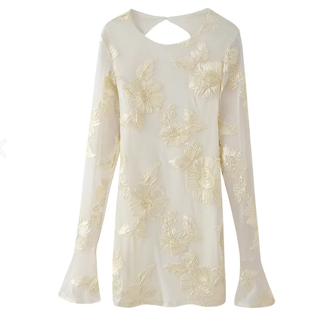 Women's Fashion Sexy Dark Pattern Floating Flower Slim Slimming Dresses