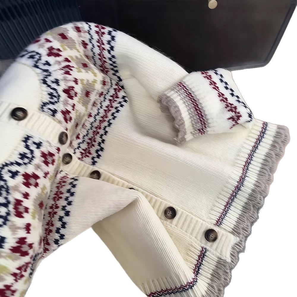 Women's Beige Knitted Design Sense Niche Loose Women's Sweater