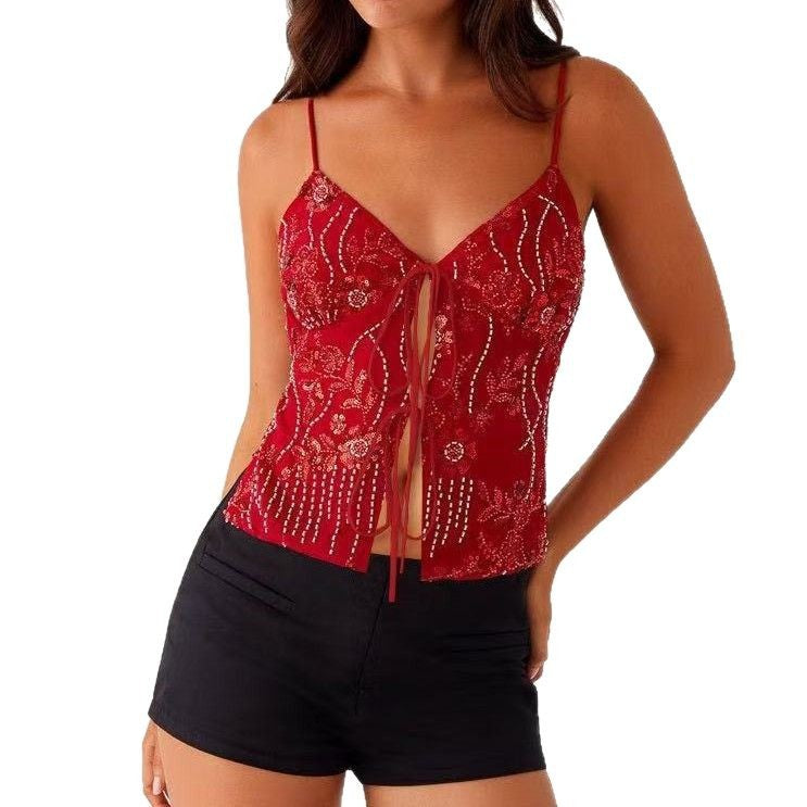 Sexy Hot Hollow Out Strap Deep Tops