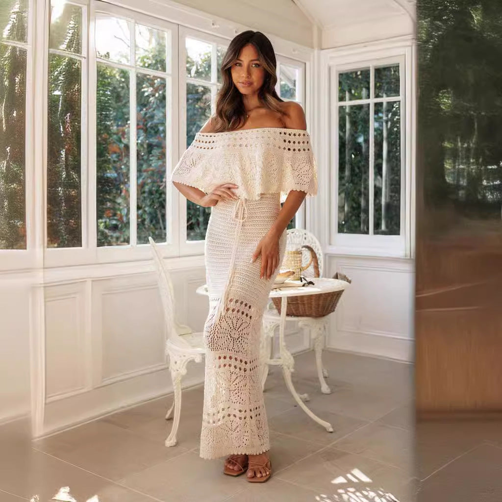 Women's Fashion Casual Hollow Out Tied Shawl Dresses