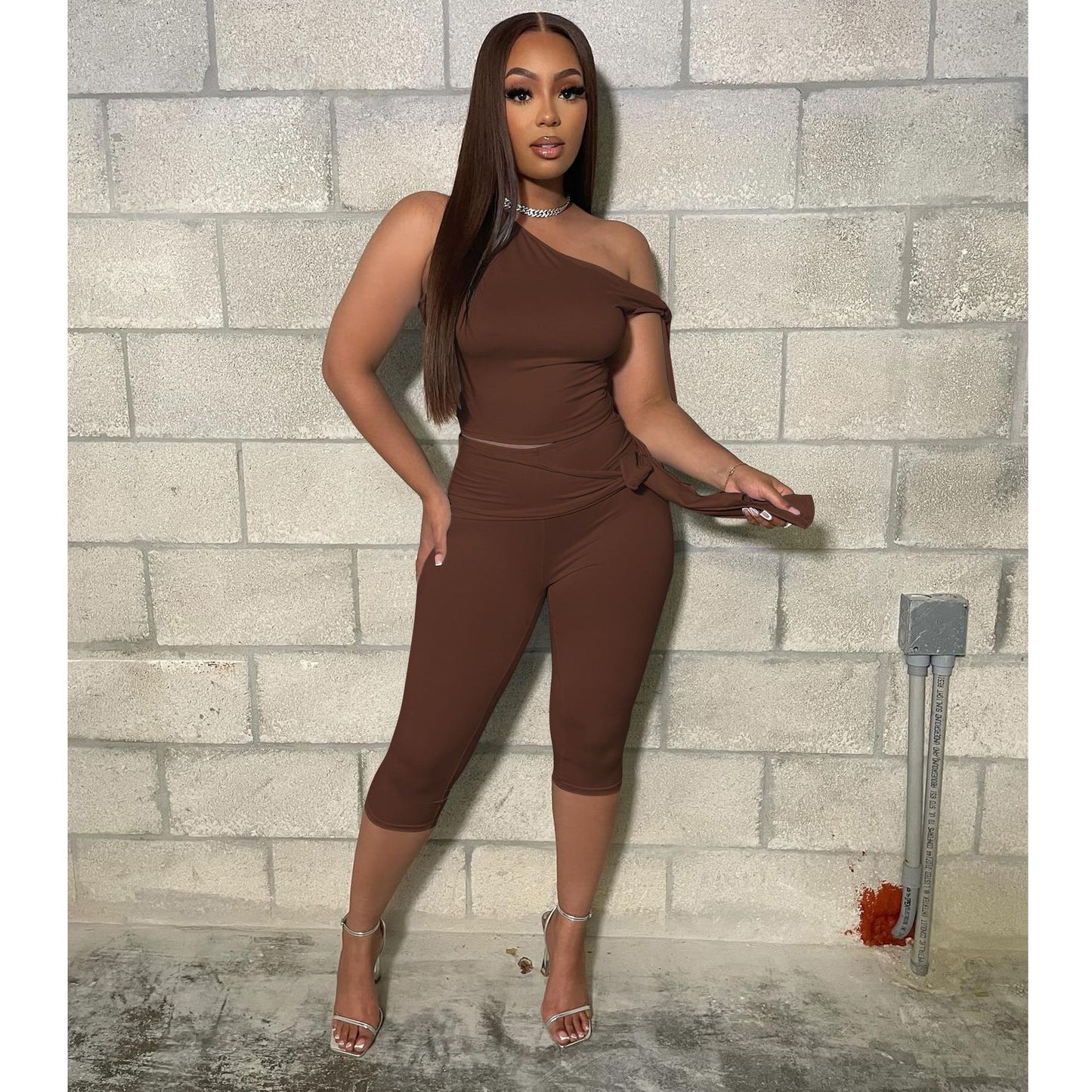Women's Summer Shoulder Strap Casual Fashion Solid Suits