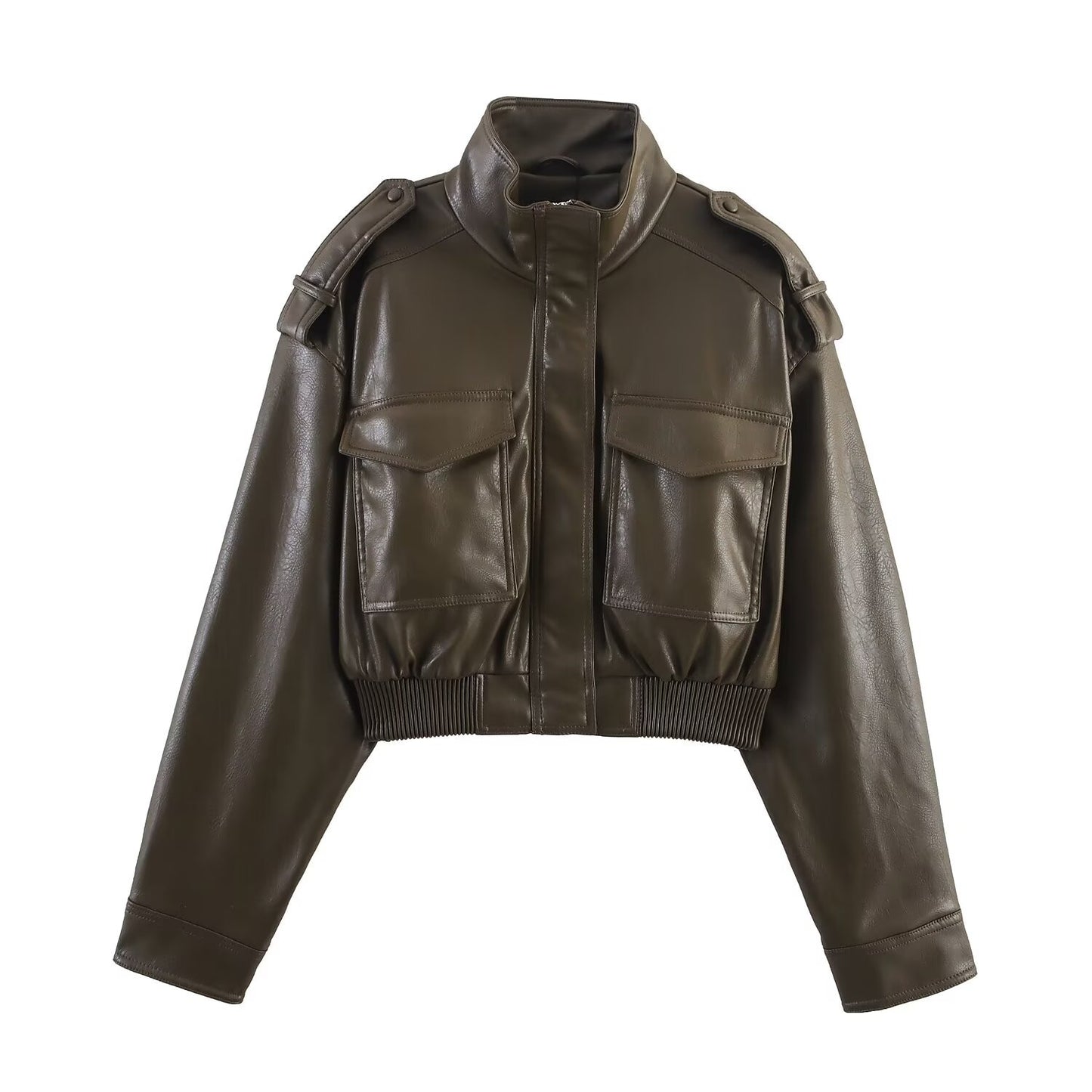 Women's Autumn Long Sleeve Imitation Leather Jackets
