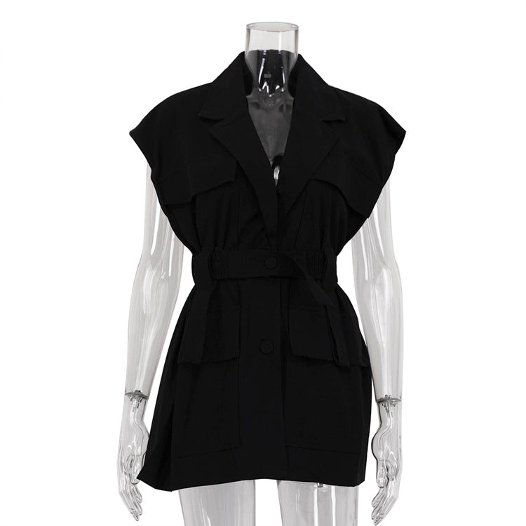 Women's Shirt Trendy Stylish Design Sense Belt Blouses