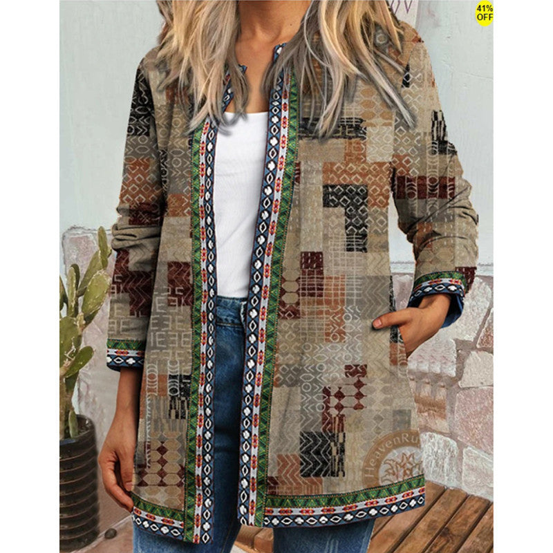 Women's Ethnic Style Floral Print Long Sleeve Jackets