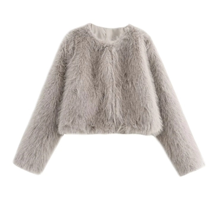 Women's Artificial Leather Fur Effect Style Jackets