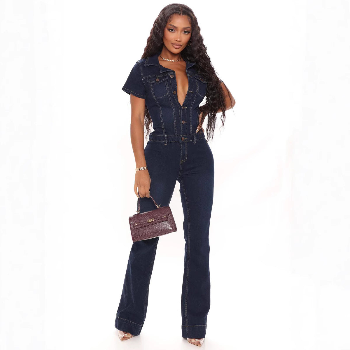 Women's Fashion Casual Sexy Suspender Denim Wide Jeans