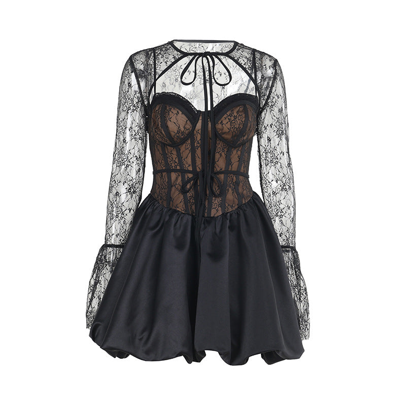 Women's Autumn Style Elegant Sexy Lace Strap Dresses