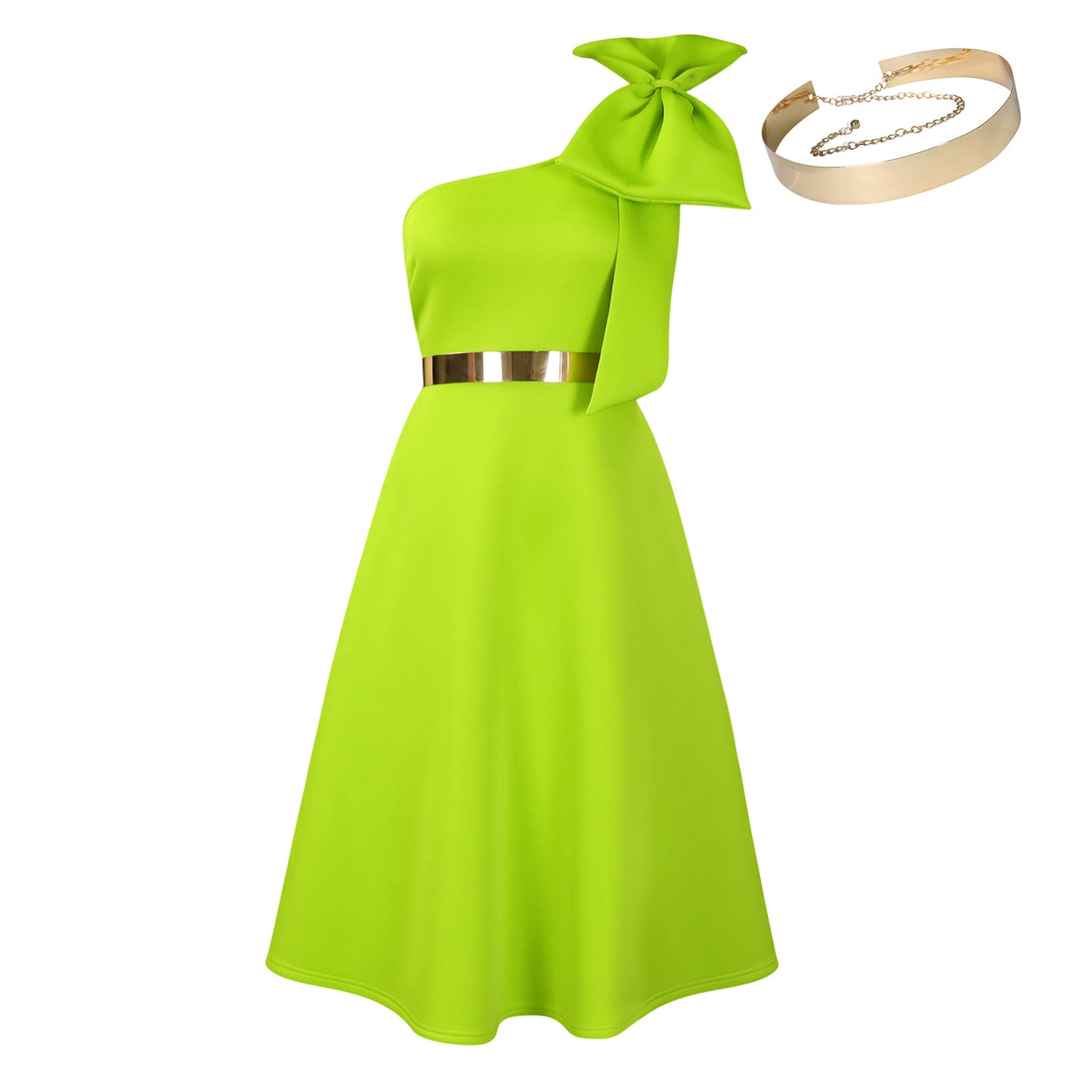 Women's Summer Fashion Oblique Shoulder Bow Banquet Dresses