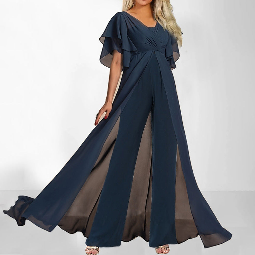 Women's Summer Fashion Solid Color Sleeve High Pants
