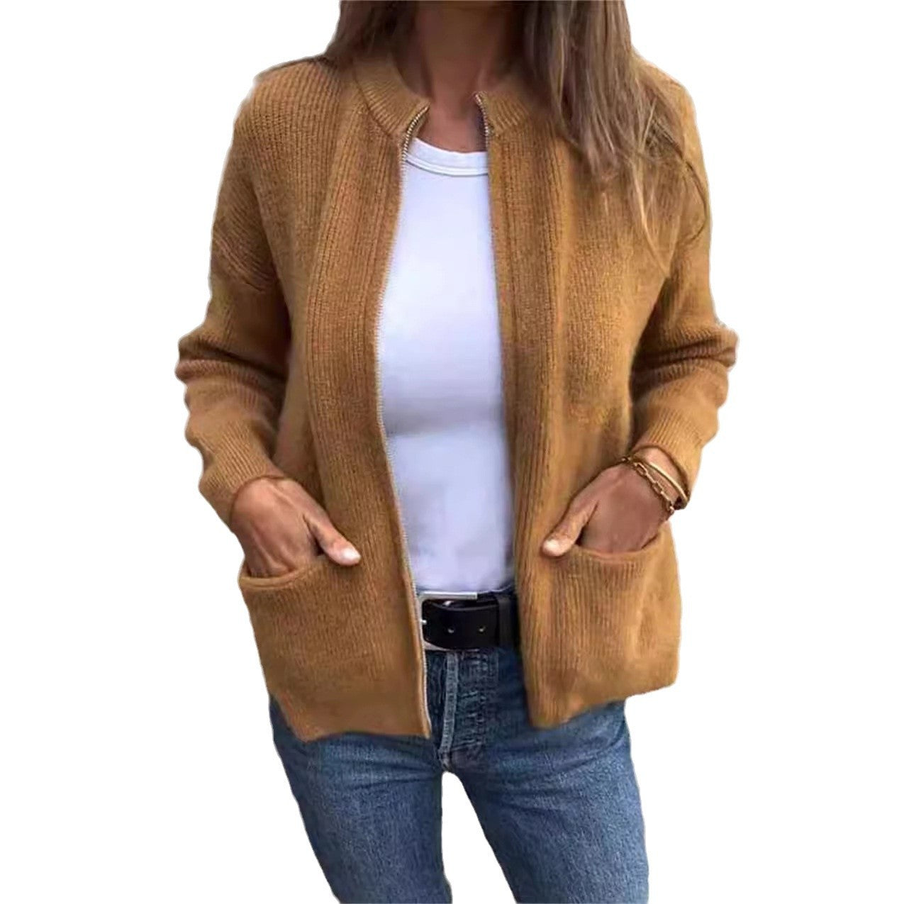 Women's Casual Fashion Solid Color Pocket Jackets