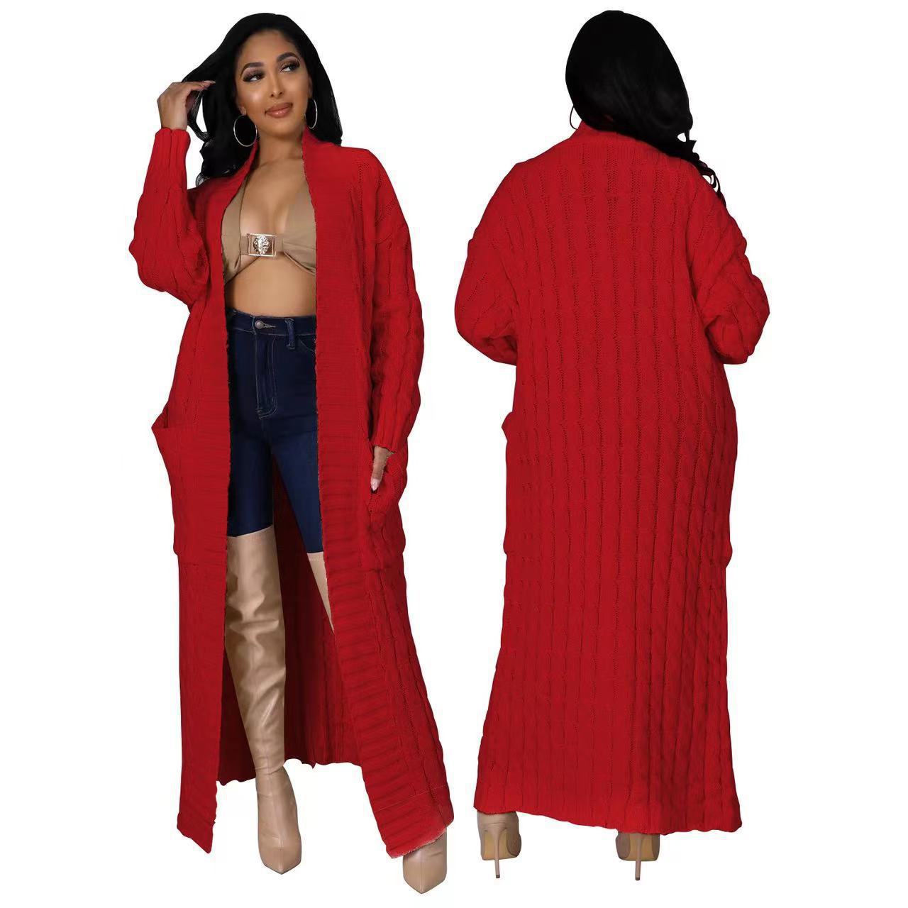 Women's Fashion Casual Long-sleeved Long Solid Color Sweaters