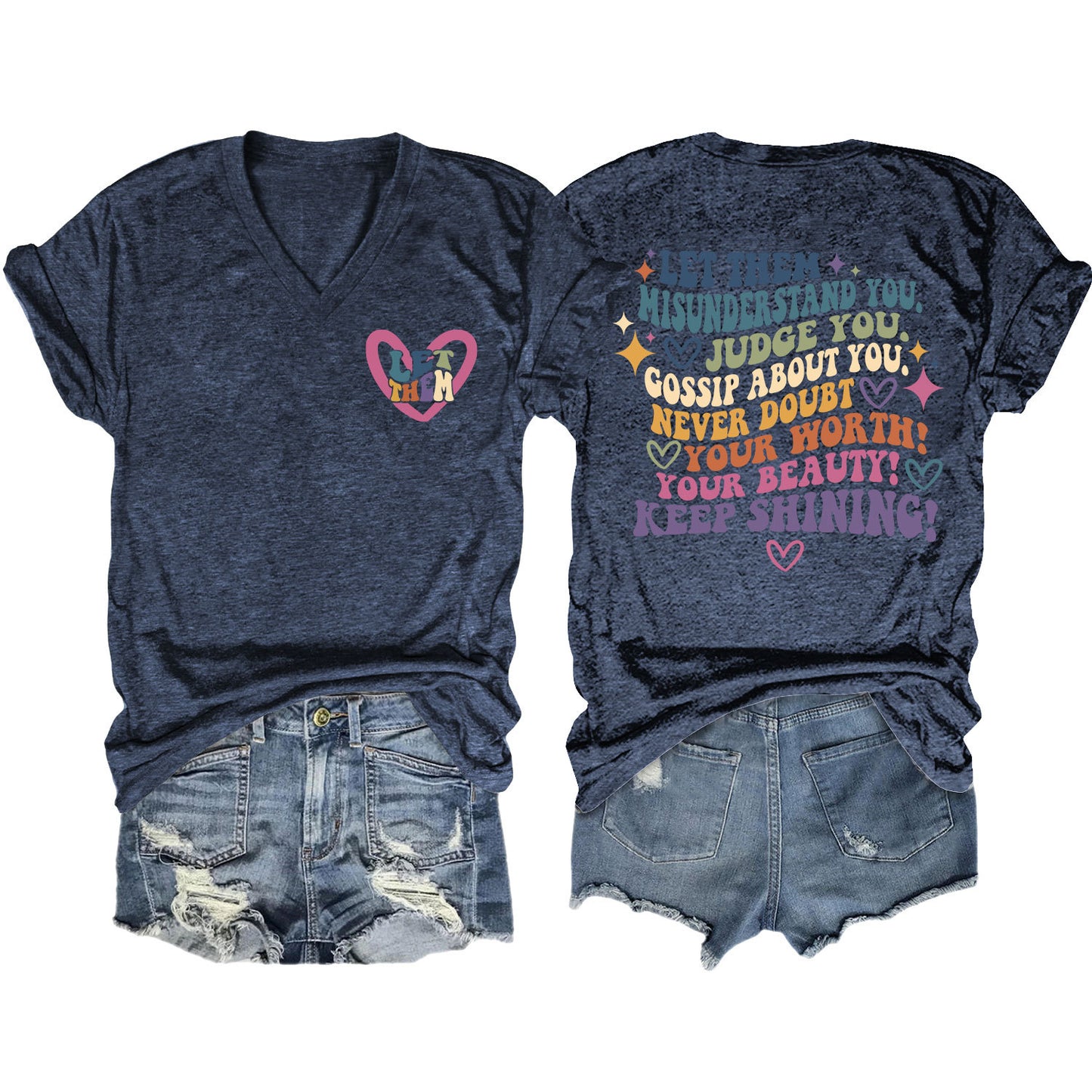 Women's Funny Letter Elegant T-shirt Duplex Printing Blouses
