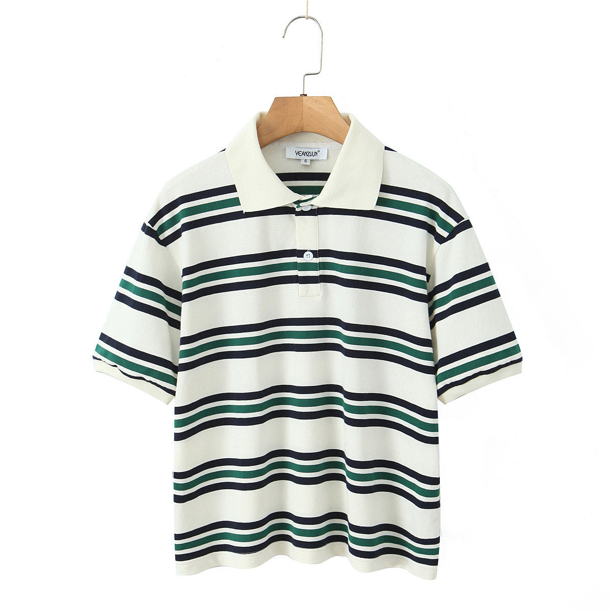 Women's Classic Contrast Striped Short-sleeved T-shirt Blouses