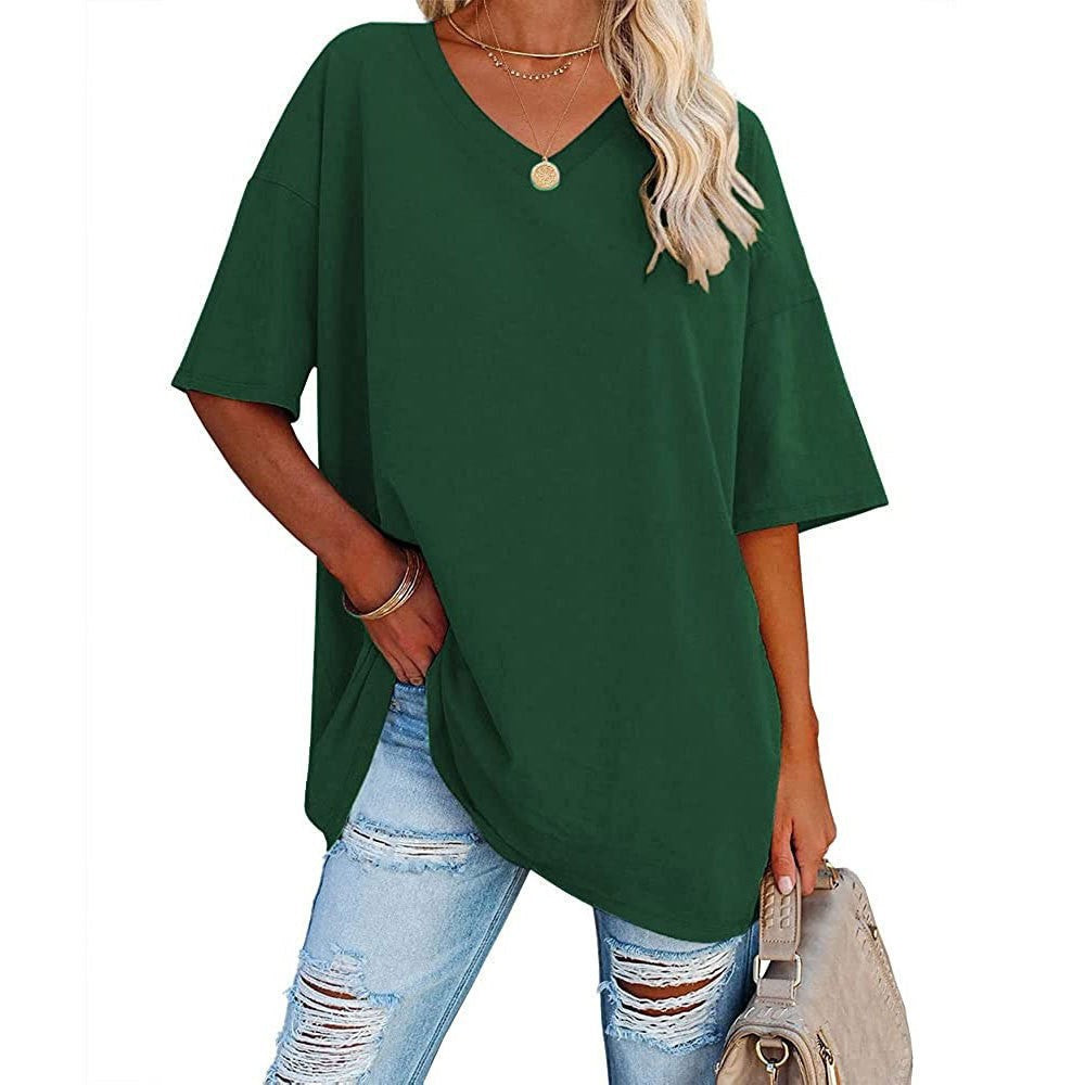 Women's Loose Half Sleeve Cotton Waist Blouses