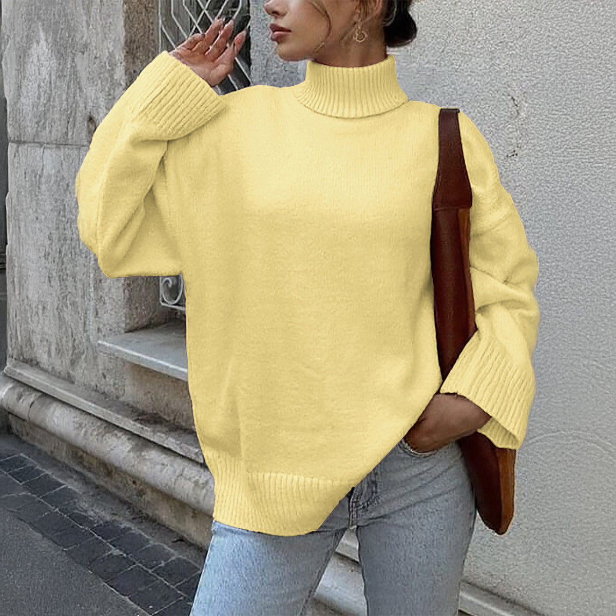 Women's Casual Woolen Solid Color Long Sleeve Sweaters