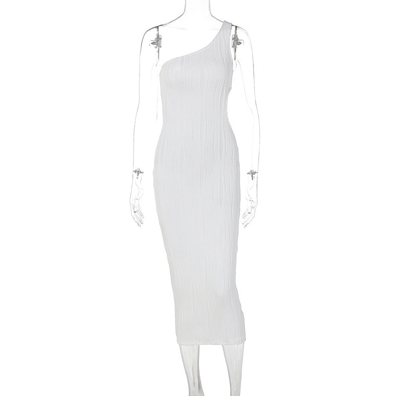 Women's Summer Fashion Solid Color Striped Slim Dresses