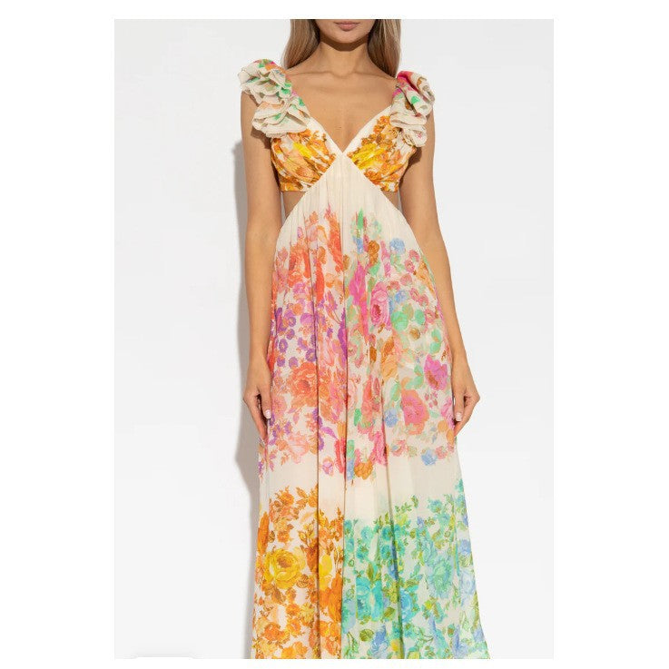 Temperament Flying Sleeves Slimming Mid-length A- Line Printed Dresses