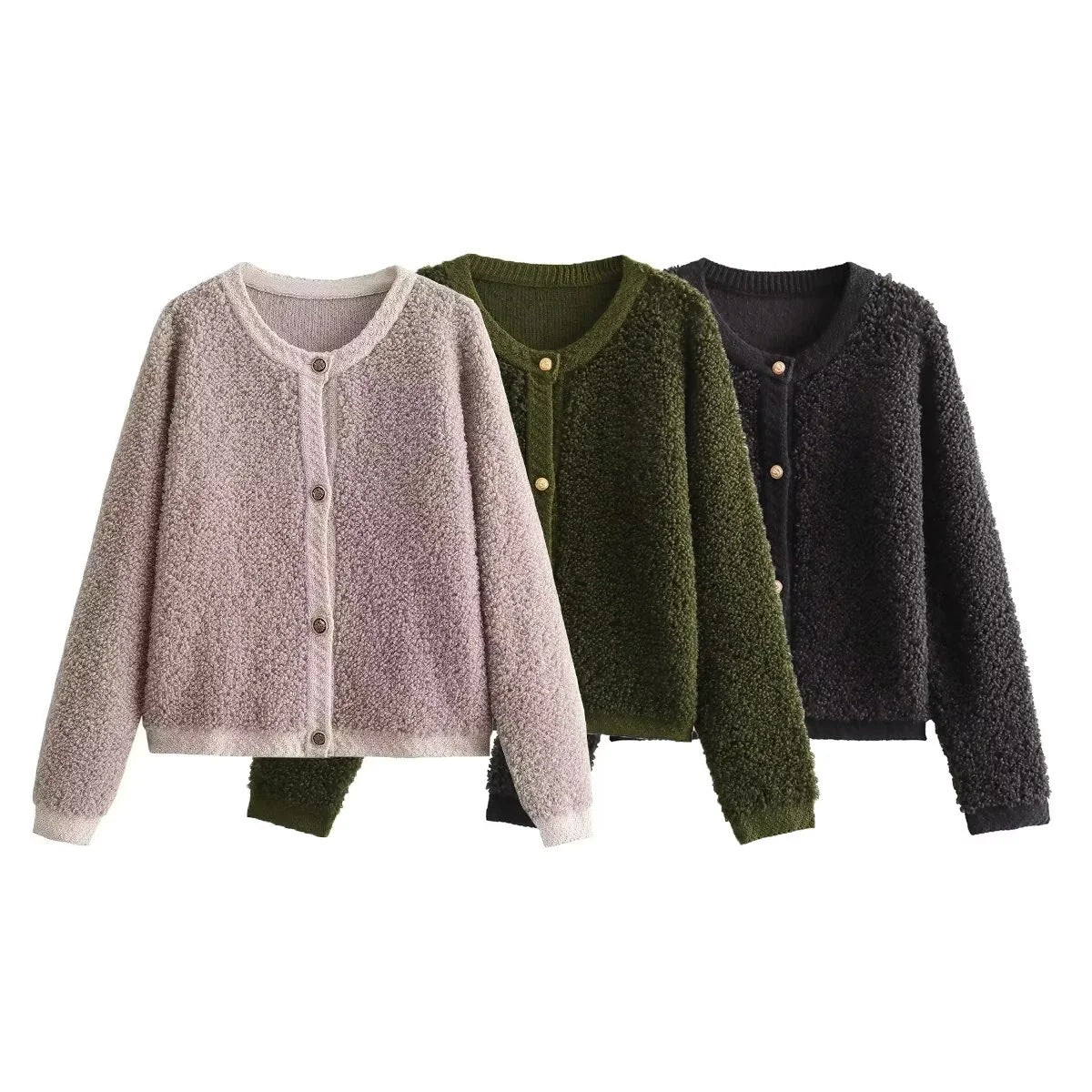 Women's Solid Color Classic Style Knitted Woolen Coats