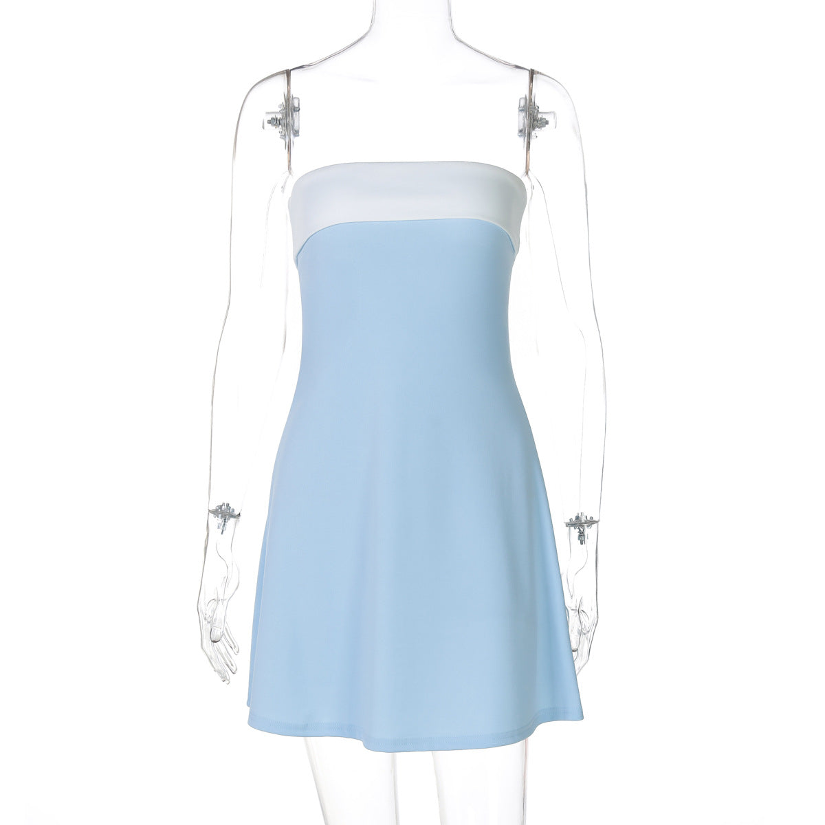 Women's Color Tube Off Collar Waist Slimming Dresses