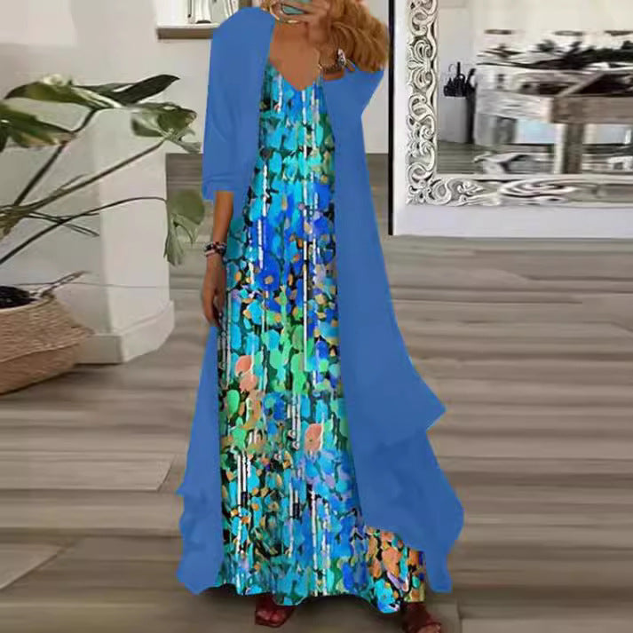 Women's Inner Dress Two-piece Chiffon Printed Dresses