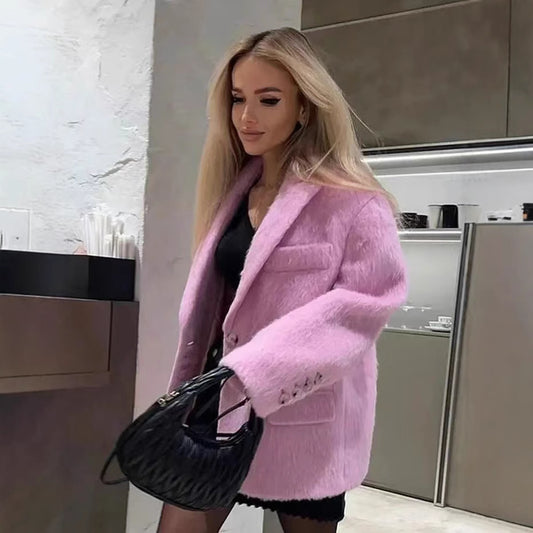 Women's Spring Street Fashion Casual Long Wool Suits