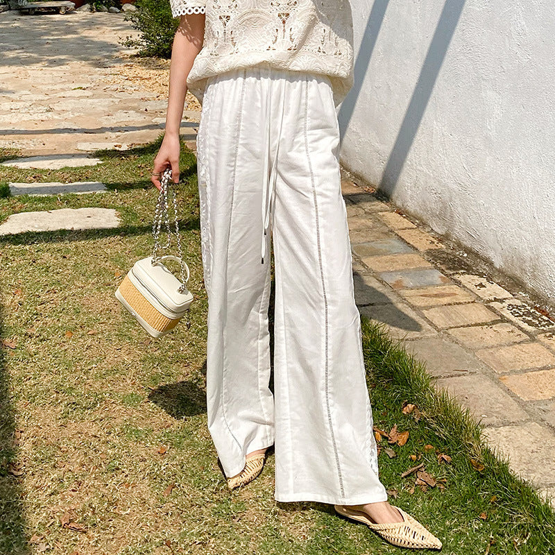 Women's Cotton Linen Trousers Vacation Casual French Style Pants