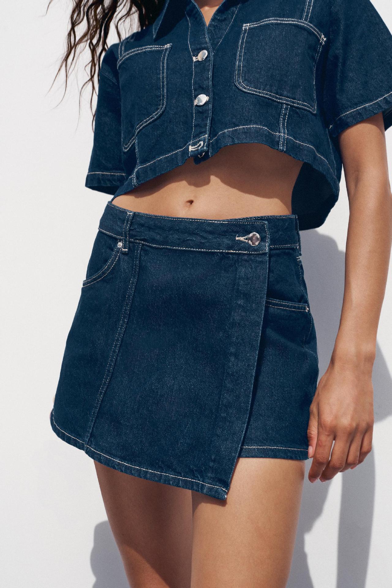 Denim Shirt Culottes Fashion Two-piece Summer Blouses