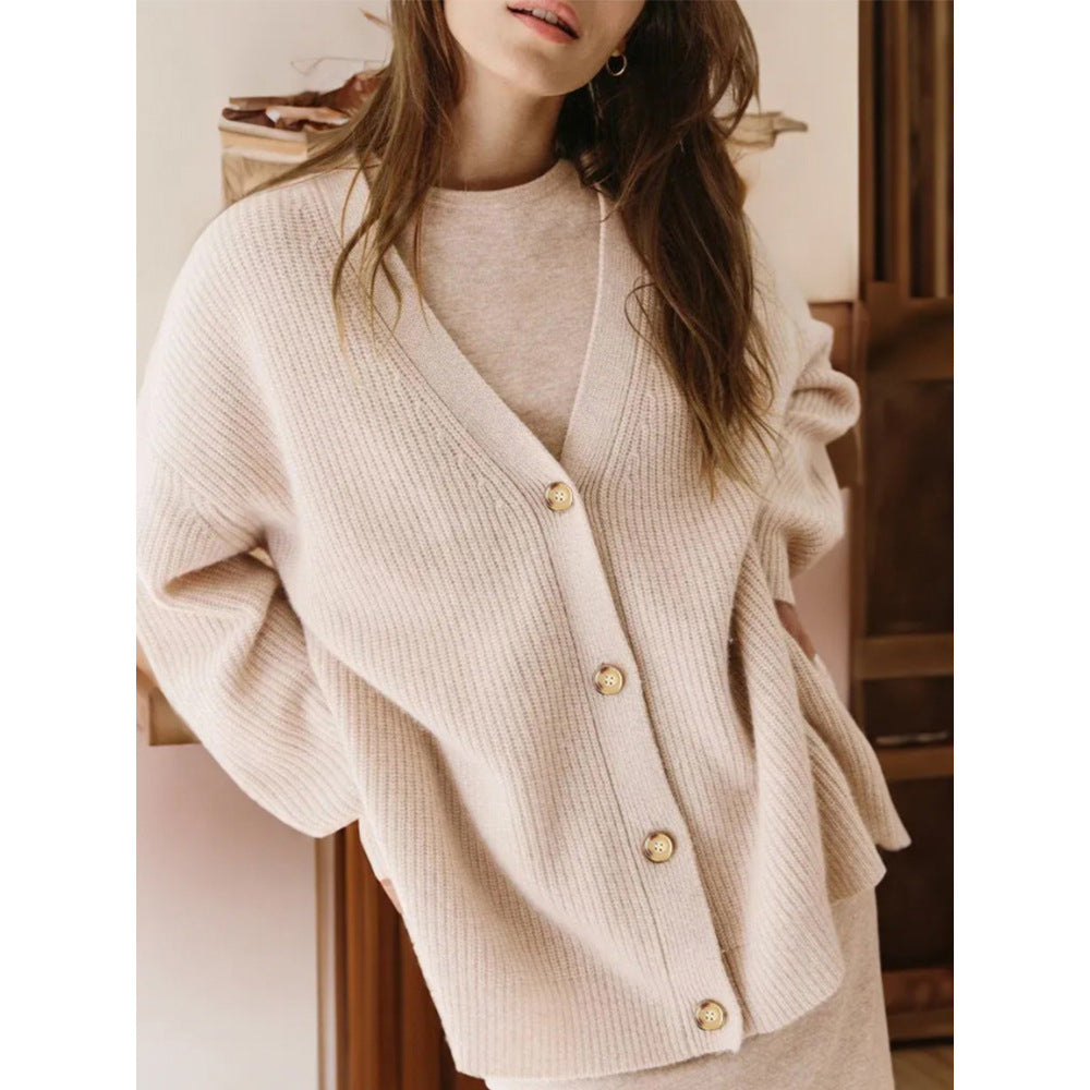 Women's Glamorous Classic Solid Color Buttons Sweaters