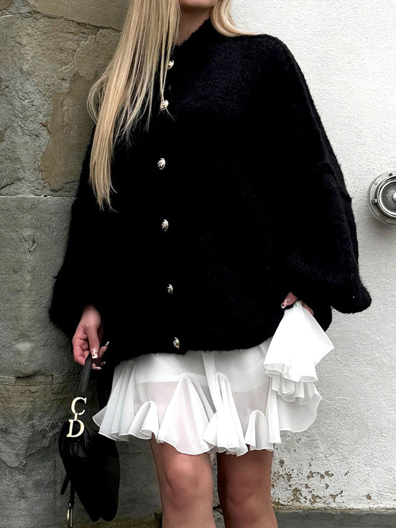 Fashion Solid Color Casual Retro Batwing Sweaters